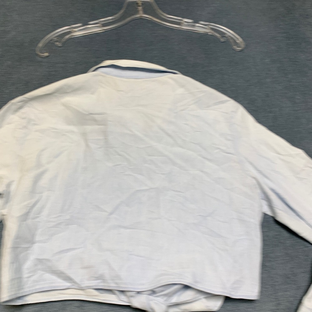 Zara Cropped Shirt Womens Small Light Blue Tie Front Utility Pockets Minimalist - Picture 14 of 16